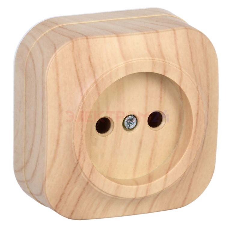 GLORY Розетка 1-местная для открытой установки без заземления без защитных шторок 10А сосна IEK GLORY Розетка 1-местная для открытой установки без заземления без защитных шторок 10А сосна IEK