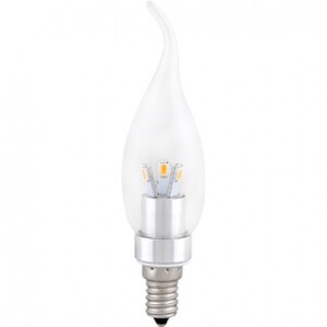 Лампа св/д Ecola свеча прозрачная на ветру E14 4W золотистая 
