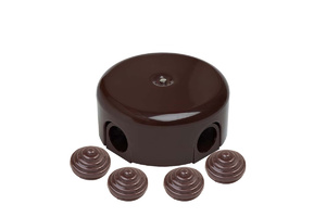 Распределительная коробка 78 мм, пластик, цвет коричневый (4 кабельных ввода в комплекте) Лизетта