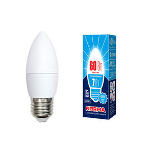 LED-C37-7W/NW/E27/FR/NR Лампа светодиодная. Форма "свеча", матовая. Серия Norma 4000K