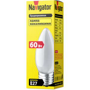 Лампа ЛОН свеча матовая NI-B-60-230-E27-FR Navigator