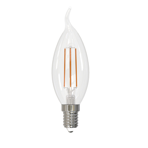 LED-CW35-5W/3000K/E14/CL/SLF Лампа светодиодная. Форма "свеча на ветру", прозрачная. Теплый белый св