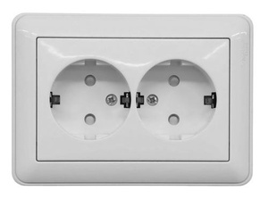 Евророзетка 2 СП "W-59"  с з/шт РС16-255-18, белый