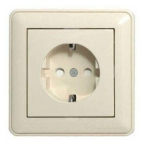 Евророзетка 1СП "W-59" с з/шт РС16-152-28, крем