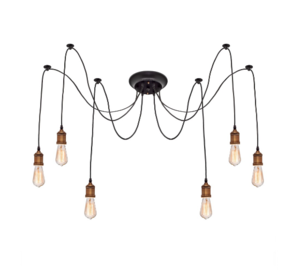 Подвесной светильник Паук Е27х6шт; Чёрное золото; 2м ноги  (без оплетки) 