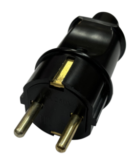 Вилка штепсельная В16-005 с заземлением IP20, 16А, 250В,  черная  (каучук)