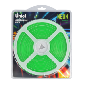 ULS-N01-2835-120LED/m-6mm-IP67-DC12V-9W/m-5M-GREEN Гибкая светодиодная лента. NEON. Катушка 5м. в бл