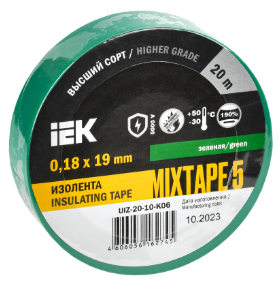 MIXTAPE 5 Изолента 0,18х19мм зеленая 20м IEK