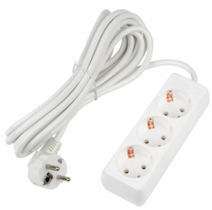 S-GCU3-5 WHITE Удлинитель серии Ultra. шнур 5м.. 3 гнезда. 16A. с-з. Белый. TM Uniel