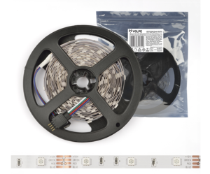 ULS-Q911 5050-30LED/m-8mm-IP20-DC12V-7,2W/m-5M-RGB  Гибк. с/д лента на самокл. осн.