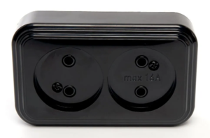 Розетка 2-ая О/У  без заземления черная (RA 16-237-Ч)