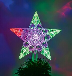 Фигурка "Макушка на елку "Звезда" 10 мигающих светодиодов RGB шнур 2м IP20