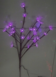 11-023, "Ветка Сакуры" на батарейках, прозрачные цветки, 100см., кор. пр., пурпурный, LC176L-B024V-3