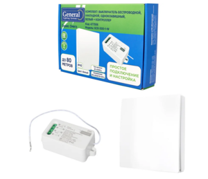 Комплект: выключатель беспроводной,накладной, одноклавишный, белый + контроллер 500W