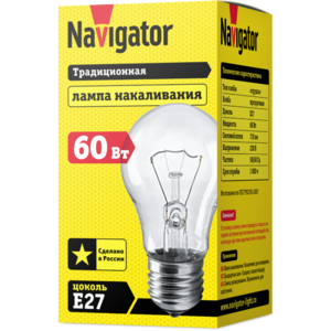 Лампа ЛОН груша прозрачная NI-A-60-230-E27-CL Navigator