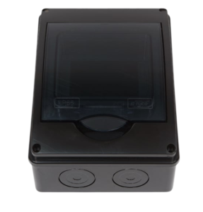 Щиток для открытой проводки с вертикальной дверцей на 5 модулей черный IP66 (ЩРН-П-5)