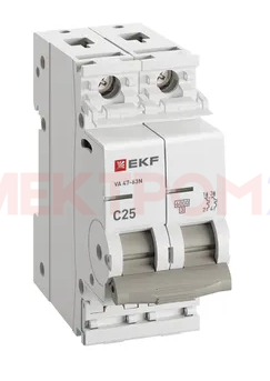 Автоматический выключатель 2P 25А (C) 6кА ВА 47-63N EKF PROxima Автоматический выключатель 2P 25А (C) 6кА ВА 47-63N EKF PROxima