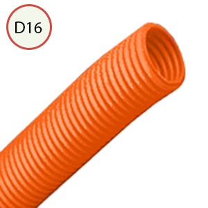Гофтруба DKC d 16мм из ПНД легкая с протяжкой, оранжевая(100м.)