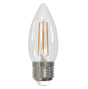 LED-C35-5.5W-4000K-E27-CL-SLF Лампа светодиодная. Форма свеча. прозрачная. Белый свет 4000K. 