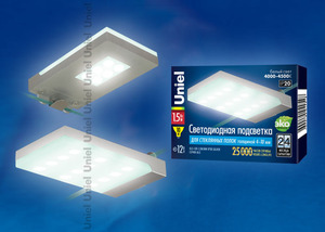 Подсветка светодиодная для стеклянных полок ULE-C01-1,5W/NW IP20 SILVER