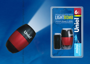 S-KL012-CB Red Фонарь Uniel «Light Bomb аллюм/корп 6 LED  2хCR2032 в/к-красн.