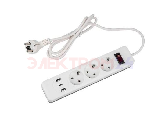 Сетевой фильтр Standard. шнур 3м Пвс 3х0.75. 4 гнезда. с-з. 2USB+1TYPE C. 10A. 2500Вт. Белый-серый Сетевой фильтр Standard. шнур 3м Пвс 3х0.75. 4 гнезда. с-з. 2USB+1TYPE C. 10A. 2500Вт. Белый-серый