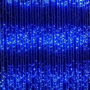 Штора водопад светодиодная 3м*3м синий свет, прозрачный провод, Соединяемая