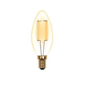 LED-C35-5W/GOLDEN/E14 GLV21GO Лампа светодиодная Vintage. Форма «свеча», золотистая колба. Uniel,