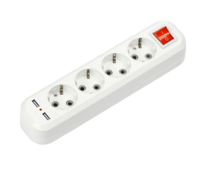 Колодка УЗВ-4USB-GRAND четырехместная с выключателем и заземлением, 2хUSB 5340 IN HOME