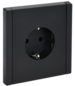 FORTE&PIANO Розетка 1-местная с заземлением без защитных шторок безвинтовое крепление 16А FP114 черн