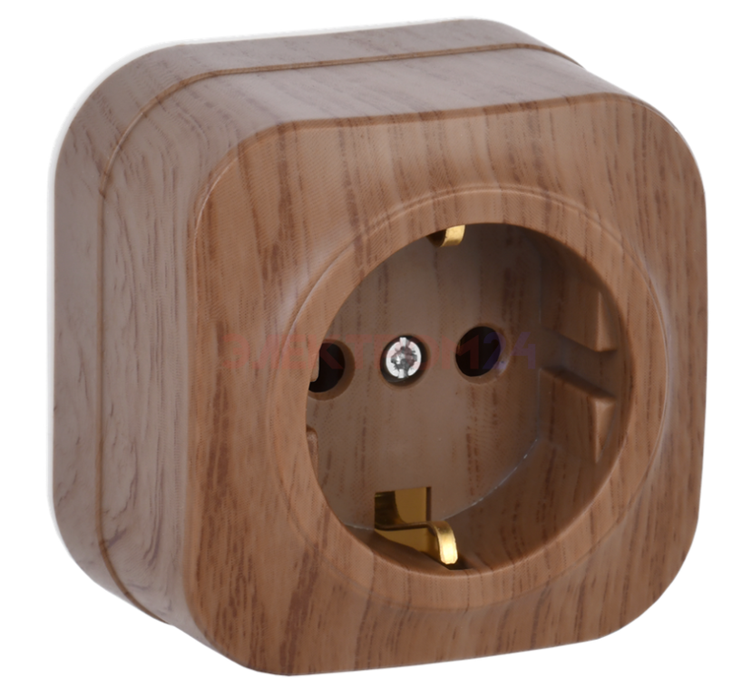 GLORY Розетка 1-местная для открытой установки с заземлением без защитных шторок 16А дуб IEK GLORY Розетка 1-местная для открытой установки с заземлением без защитных шторок 16А дуб IEK