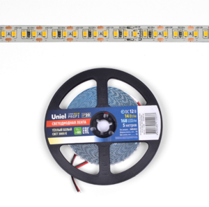 ULS-M14-2835-168LED/m-10mm-IP20-DC12V-14W/m-5M-3000K PROF Светодиодная лента (3000К). ТМ Uniel.