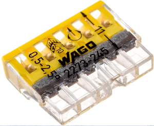 Компактная 5-проводная клемма c пастой,5x2.5мм желт/прозр WAGO