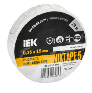 MIXTAPE 5 Изолента 0,18х19мм белая 20м IEK