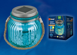 USL-M-210/GN120 BLUE JAR Садовый светильник на солнечной батарее. Теплый белый свет. 1*АА Ni-Mh