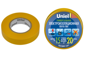 UIT-135P 20-15-10 YEL C2 Изоляционная лента. 20 м. 15мм. 0.135мм. Цвет желтый. TM Uniel