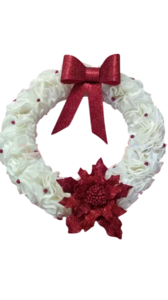 Рождественский венок из фоамирана, с светодиодной проволкой "Роса" на батарейках. Рождественский венок из фоамирана, с светодиодной проволкой "Роса" на батарейках.