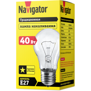 Лампа ЛОН груша прозрачная NI-A-40-230-E27-CL Navigator