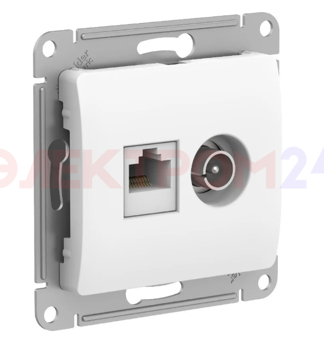 GLOSSA РОЗЕТКА двойная ТВ + компьютерная RJ45 кат. 5e, механизм, БЕЛЫЙ GLOSSA РОЗЕТКА двойная ТВ + компьютерная RJ45 кат. 5e, механизм, БЕЛЫЙ