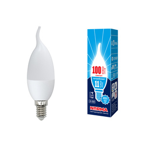 LED-CW37-11W/NW/E14/FR/NR Лампа светодиодная. Форма "свеча на ветру Norma. 4000K Volpe