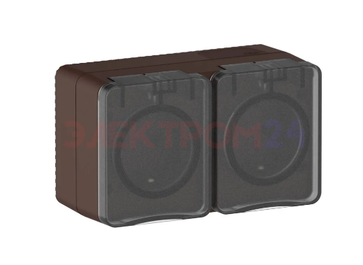 ATLASDESIGN PROFI IP54 О/У РОЗЕТКА двойная с заземлением со шторками, 16А, КОРИЧНЕВЫЙ ATLASDESIGN PROFI IP54 О/У РОЗЕТКА двойная с заземлением со шторками, 16А, КОРИЧНЕВЫЙ