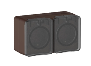 ATLASDESIGN PROFI IP54 О/У РОЗЕТКА двойная с заземлением со шторками, 16А, КОРИЧНЕВЫЙ