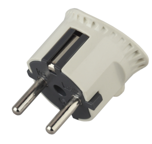 Вилка ЭРА V5 плоская c заземлением 16A прямой ввод белая