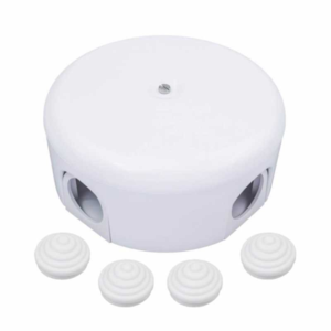 Распределительная коробка 78 мм, пластик, цвет Белый (4 кабельных ввода в комплекте) Лизетта