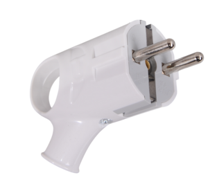 Вилка угловая с ушком с/з, белая 16А 250В Вихрь