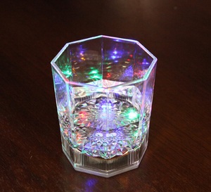 Светильник светодиодный "Граненый стакан" (прозрачный пластик), 5LED разноцветные, IP65, батареи 2*C