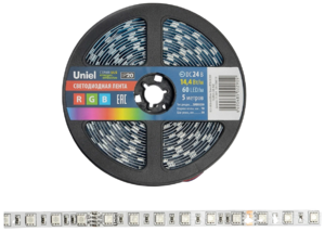 ULS-5050-60LED/m-10mm-IP20-DC24V-14,4W/m-5M-RGB светодиодная лента RGB UNIEL