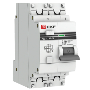 Дифференциальный автомат АД-32 1P+N 40А/30мА (хар. C, AC, электронный, защита 270В) 4,5кА EKF PROxi