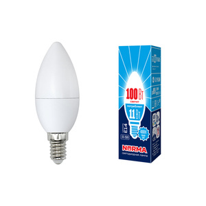 LED-C37-11W/NW/E14/FR/NR Лампа светодиодная. Форма "свеча", матовая. Серия Norma. Белый свет (4000K)