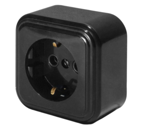 Розетка 1-ая О/У с заземлением черная (RA 16-133-Ч)